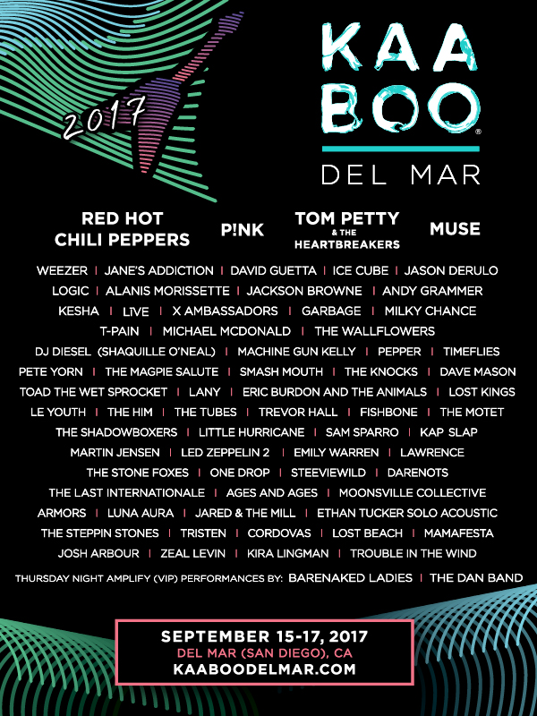 KAABOO – THREE DAYS OF BLOCKBUSTER NAMES IN MUSIC & COMEDY, GOURMET CUISINE, CONTEMPORARY ART. SEPTEMBER 15-17, 2017